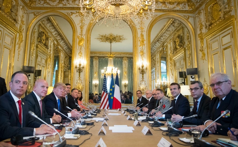 Trump and Macron also participated in an expanded bilateral meeting at the Elysee Palace in Paris. AP Trump and Macron also participated in an expanded bilateral meeting at the Elysee Palace in Paris. AP