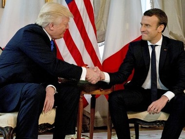 File image of Donald Trump and Emmanuel Macron. AP