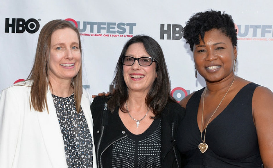 (L-R)Executive Producers Leslie Thomas and Lori Kaye and Taj Paxton attend a screening of 'KEVYN AUCOIN: Beauty and the Beast in Me' at 2017 Outfest Los Angeles LGBT Film Festival at the Directors Guild of America in Los Angeles, California. (Getty Images) (L-R)Executive Producers Leslie Thomas and Lori Kaye and Taj Paxton attend a screening of 'KEVYN AUCOIN: Beauty and the Beast in Me' at 2017 Outfest Los Angeles LGBT Film Festival at the Directors Guild of America in Los Angeles, California. (Getty Images)