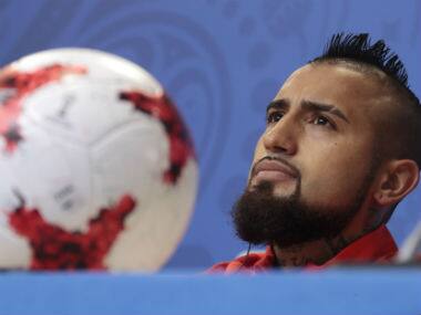 Arturo Vidal addresses the media before the final against Germany. AP