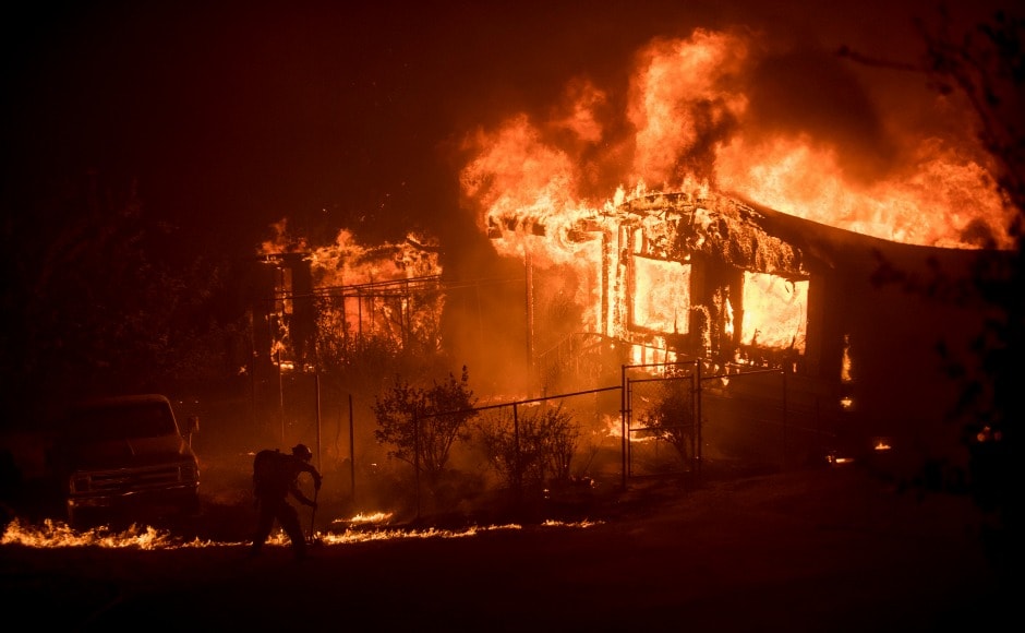 Wildfires across California's valleys on Sunday destroyed homes, propelling about 5,000 firefighters into action statewide. AP Wildfires across California's valleys on Sunday destroyed homes, propelling about 5,000 firefighters into action statewide. AP