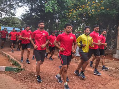 Bengaluru Bulls team in training before PKL 2017. Twitter/@BengaluruBulls