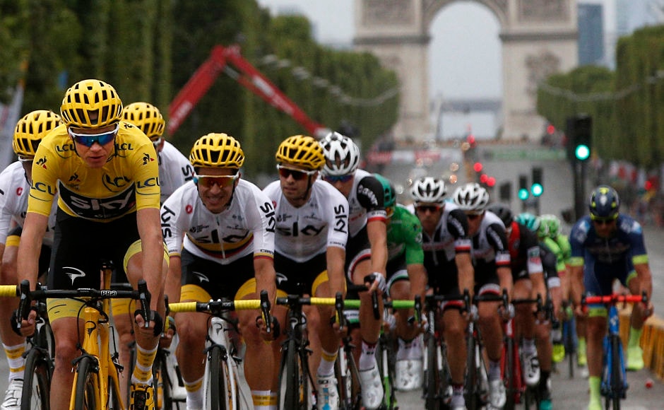 Chris Froome(yellow jersey) and his pack ride on the iconic Champs-Elysees avenue in the last stage of this year's Tour de France. This year saw Froome having his closest tour struggle as his final winning margin was less than a minute for the first time. AP Chris Froome(yellow jersey) and his pack ride on the iconic Champs-Elysees avenue in the last stage of this year's Tour de France. This year saw Froome having his closest tour struggle as his final winning margin was less than a minute for the first time. AP