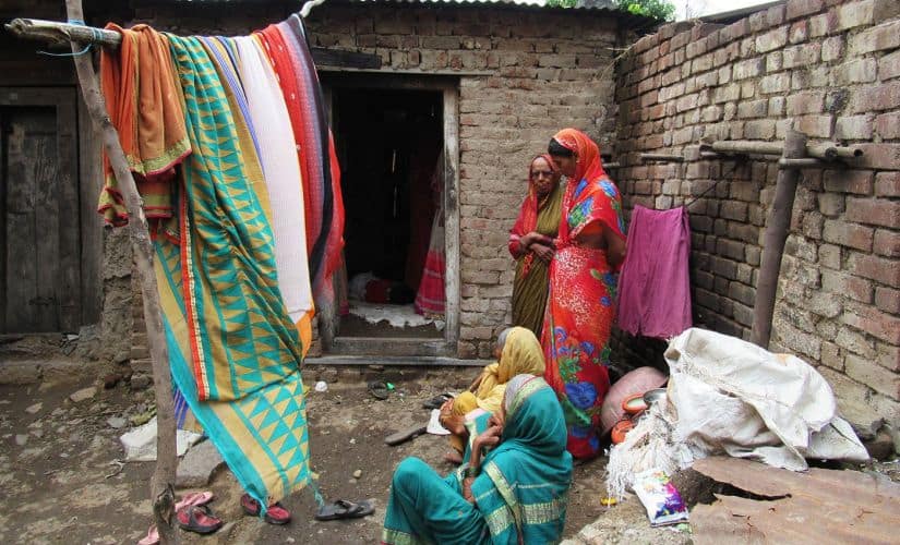 The Shelke family’s house in Khamaswadi village, Osmanabad district: having paid a huge price already, Sandip’s father Balbhim now faces uncertainty on the farm. Image by Parth MN