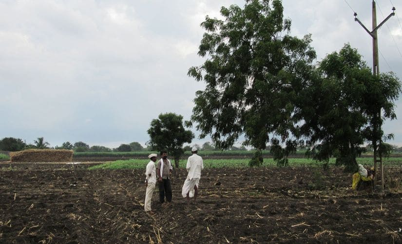 Balbhim Shelke and other villagers at the tree from which Sandip hanged himself. Image by Parth MN