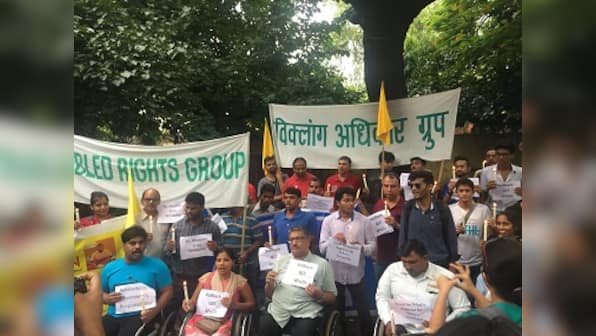 Disabled people protest against GST on helping aids, demand subsidies and incentives