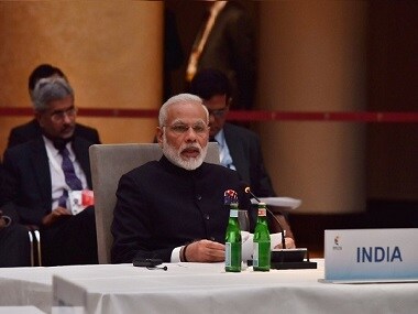 Prime Minister Narendra Modi at the BRICS meeting. Twitter/@MEAIndia