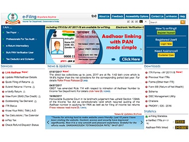 incometaxindiaefiling efiling aadhar link