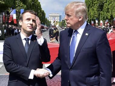 Donald Trump-Emmanuel Macron tussle in new 25-second handshake duel