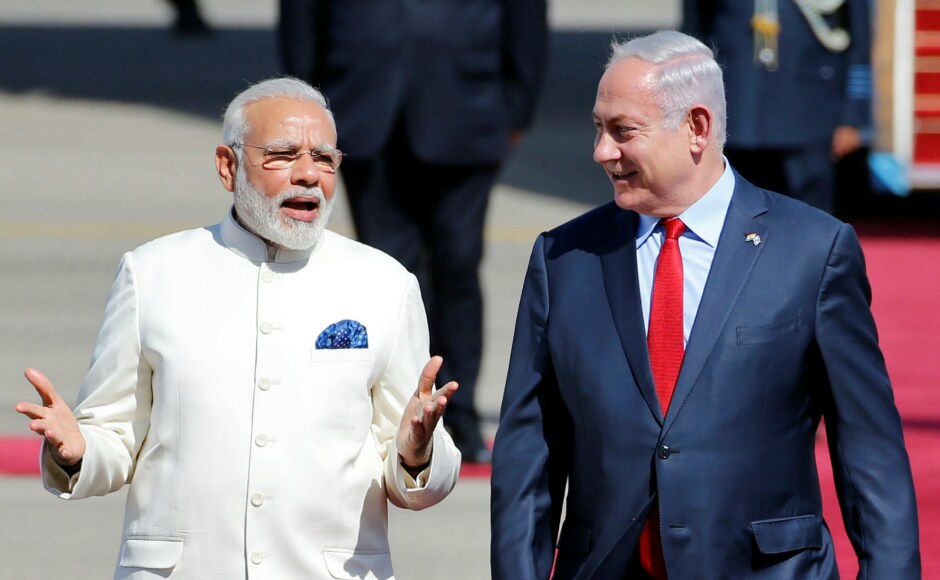 Prime Minister Narendra Modi and Israeli prime minister Benjamin Netanyahu strike a conversation. Reuters Prime Minister Narendra Modi and Israeli prime minister Benjamin Netanyahu strike a conversation. Reuters
