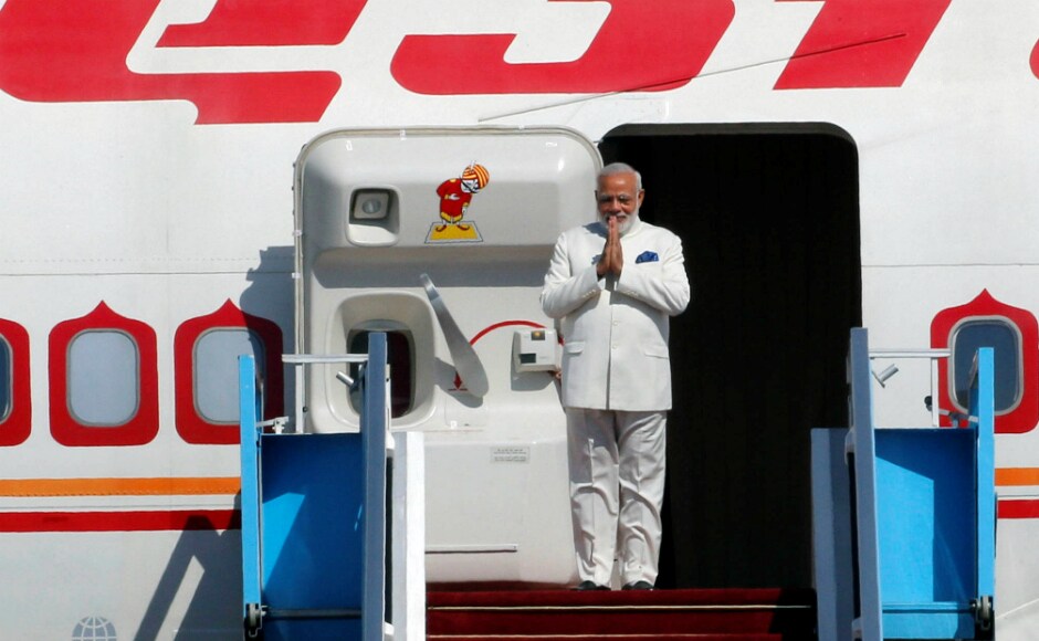 Prime Minister Narendra Modi steps off the aircraft as he arrives for a visit in Israel at Ben Gurion Airport, near Tel Aviv, Israel. Reuters Prime Minister Narendra Modi steps off the aircraft as he arrives for a visit in Israel at Ben Gurion Airport, near Tel Aviv, Israel. Reuters