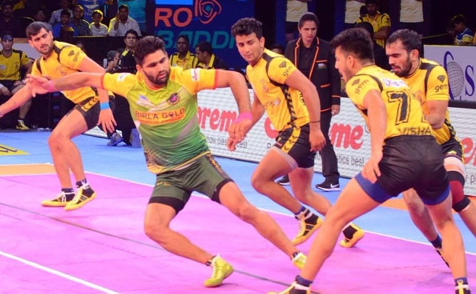 However, Patna Pirates captain Pardeep Narwal became the main difference between both the teams as the star raider led from the front amassing 15 raiding points to force his team back into the lead in a roller-coaster of a match. Image courtesy: www.prokabaddi.com However, Patna Pirates captain Pardeep Narwal became the main difference between both the teams as the star raider led from the front amassing 15 raiding points to force his team back into the lead in a roller-coaster of a match. Image courtesy: www.prokabaddi.com