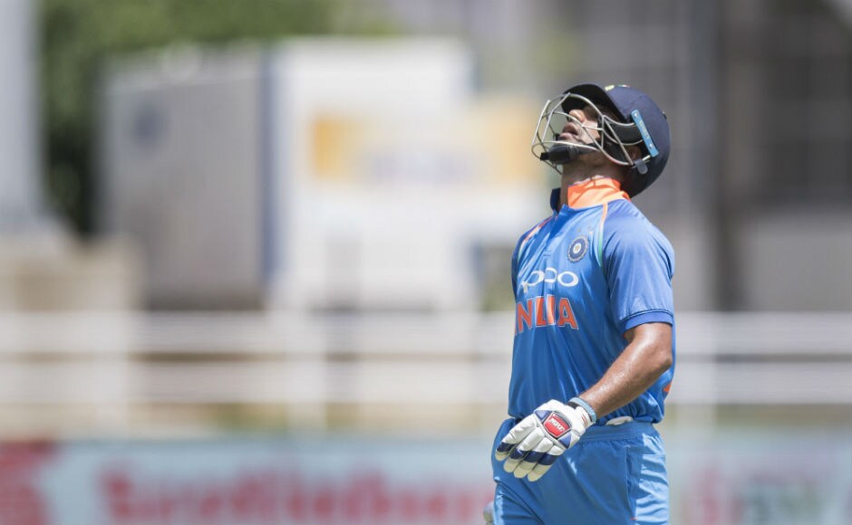 India's Shikhar Dhawan reacts after being caught out during the 5th ODI against the Windies at Sabina Park in Kingston, Jamaica. AFP India's Shikhar Dhawan reacts after being caught out during the 5th ODI against the Windies at Sabina Park in Kingston, Jamaica. AFP