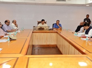 Sarbananda Sonowal in the review meeting. Twitter/@sarbanandsonwal