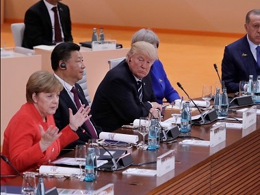 G20 leaders in the first working session of the Summit. AP