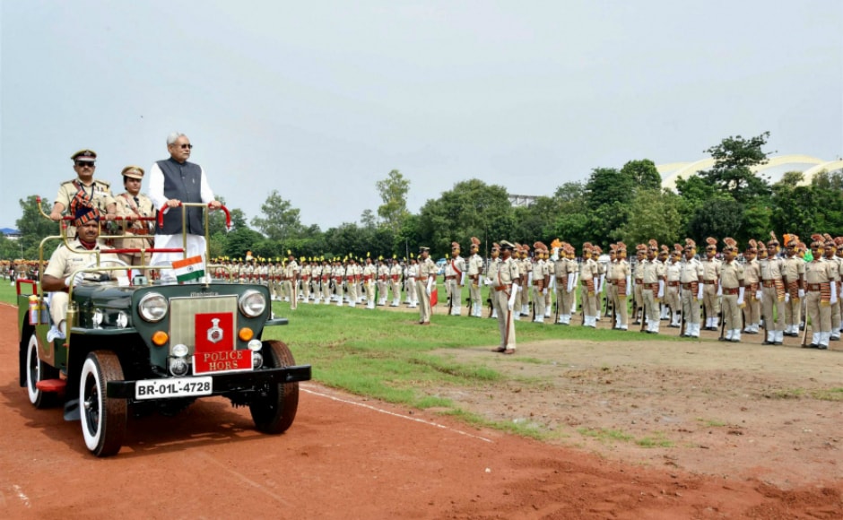 Bihar chief minister Nitish Kumar also inspected the guard of honour after unfurling the national flag at Patna's Gandhi Maidan. In his address, Kumar spoke about the flood situation in the state, and expressed concern over the grim situation. PTI Bihar chief minister Nitish Kumar also inspected the guard of honour after unfurling the national flag at Patna's Gandhi Maidan. In his address, Kumar spoke about the flood situation in the state, and expressed concern over the grim situation. PTI