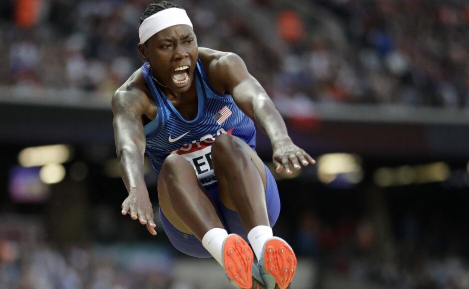 American Brittney Reese won her fourth world title in the long jump with a mark of 7.02 meters. AP American Brittney Reese won her fourth world title in the long jump with a mark of 7.02 meters. AP