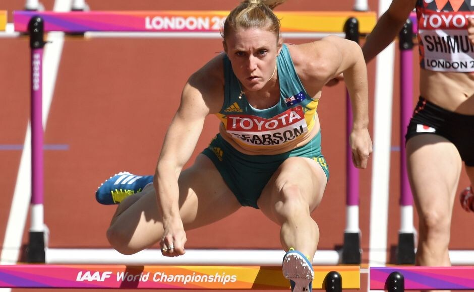 Former Olympic champion Sally Pearson of Australia produced the fastest time to win her 100-metre hurdles semifinal heat at the world championships. AP Former Olympic champion Sally Pearson of Australia produced the fastest time to win her 100-metre hurdles semifinal heat at the world championships. AP