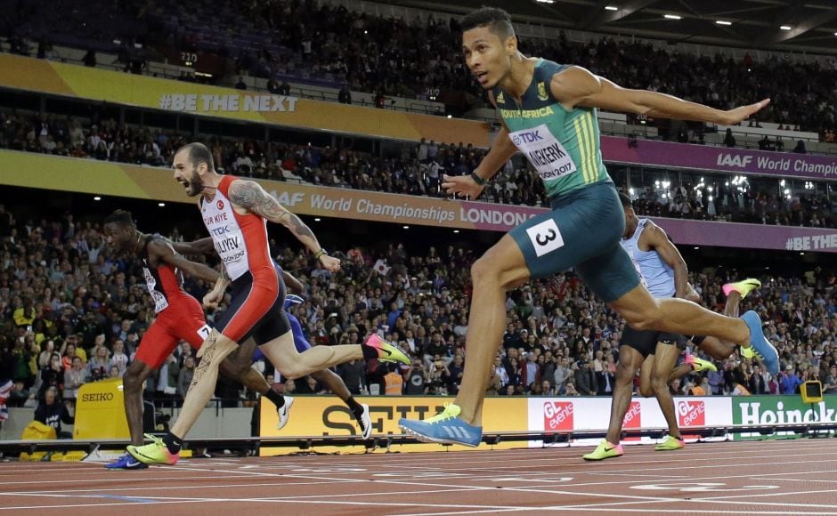 Ramil Guliyev held on in the finishing straight to win in 20.09 seconds, .02 seconds ahead of Van Niekerk. AP Ramil Guliyev held on in the finishing straight to win in 20.09 seconds, .02 seconds ahead of Van Niekerk. AP