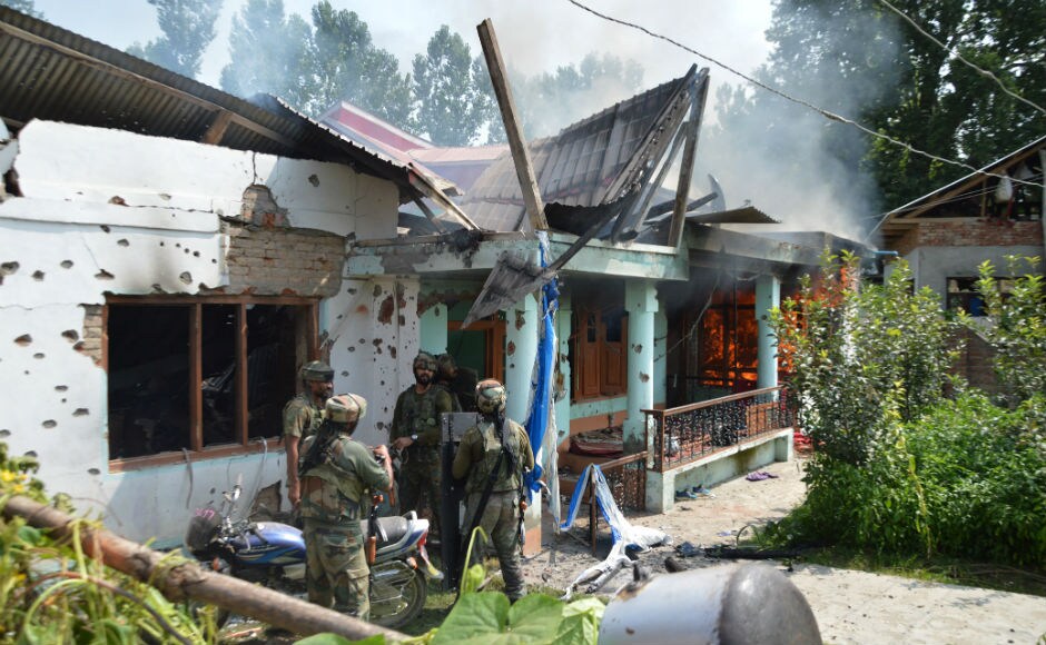 During the operation, terrorists opened fire, prompting retaliation from the forces, which triggered a gunbattle. Firstpost/Shah Hilal During the operation, terrorists opened fire, prompting retaliation from the forces, which triggered a gunbattle. Firstpost/Shah Hilal