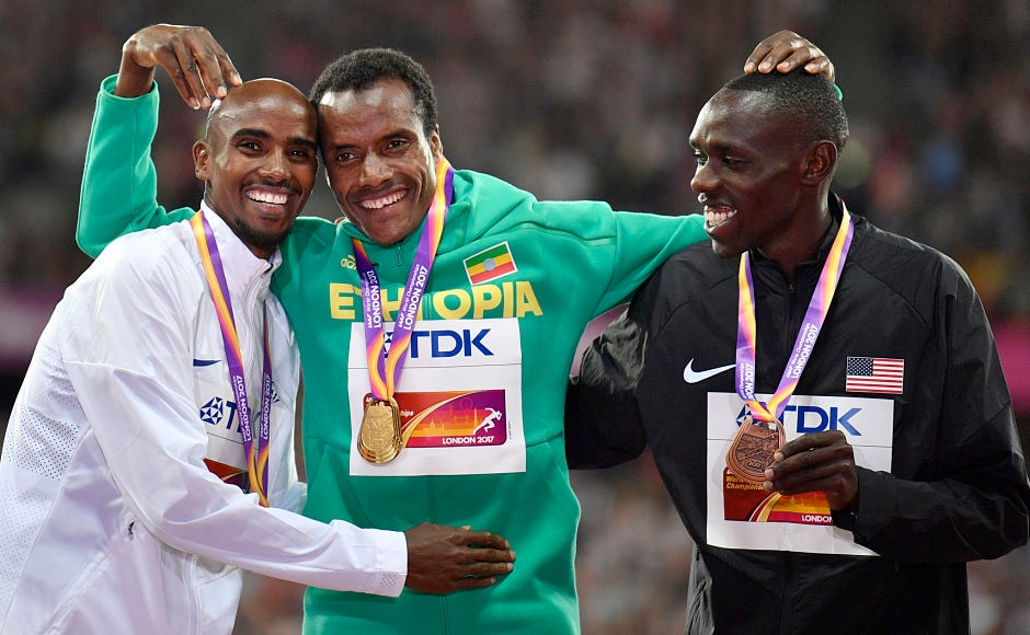The other athlete who was pulling the curtains down on his career after the World Championship, Mo Farah(L) lost the 5,000 m event to Ethiopia's Muktar Edris, centre, while he won the silver and the bronze was won by United States' Paul Kipkemoi Chelimo(R). AP The other athlete who was pulling the curtains down on his career after the World Championship, Mo Farah(L) lost the 5,000 m event to Ethiopia's Muktar Edris, centre, while he won the silver and the bronze was won by United States' Paul Kipkemoi Chelimo(R). AP