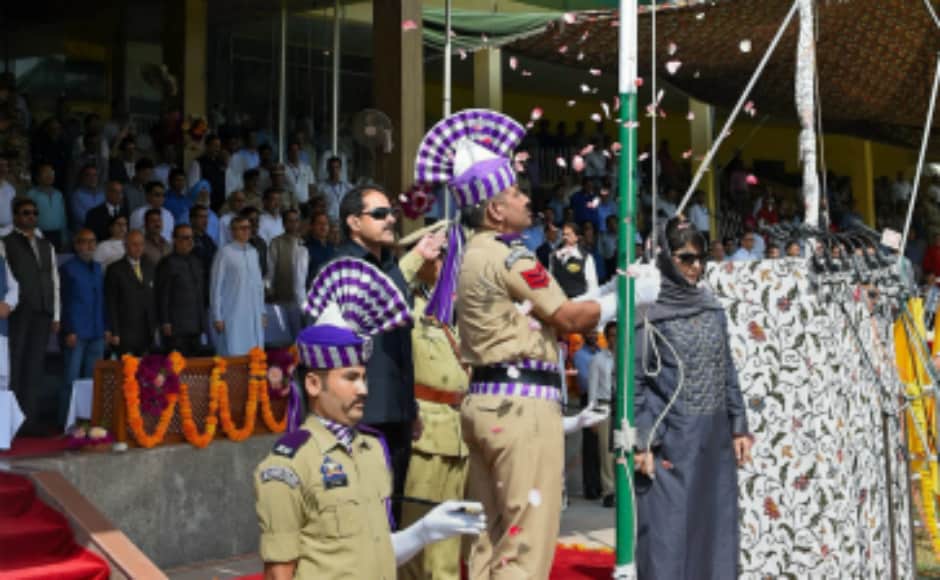 Jammu and Kashmir chief minister Mehbooba Mufti unfurled the tricolour at Bakhshi Stadium in Srinagar. In her address, Mufti said she has faith in the judiciary to dismiss the challenge to Jammu and Kashmir’s special status. PTI Jammu and Kashmir chief minister Mehbooba Mufti unfurled the tricolour at Bakhshi Stadium in Srinagar. In her address, Mufti said she has faith in the judiciary to dismiss the challenge to Jammu and Kashmir’s special status. PTI