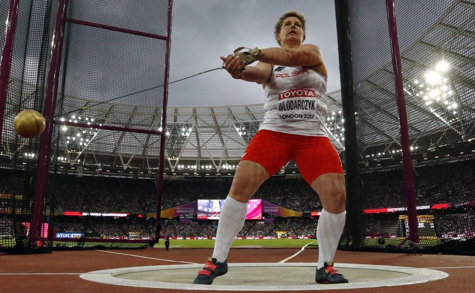 Anita Wlodarczyk, the dominating figure over the past half-decade with two Olympic titles, took the lead on her fourth of six attempts and then had her gold-medal throw of 77.90 meters on her penultimate attempt. AP Anita Wlodarczyk, the dominating figure over the past half-decade with two Olympic titles, took the lead on her fourth of six attempts and then had her gold-medal throw of 77.90 meters on her penultimate attempt. AP