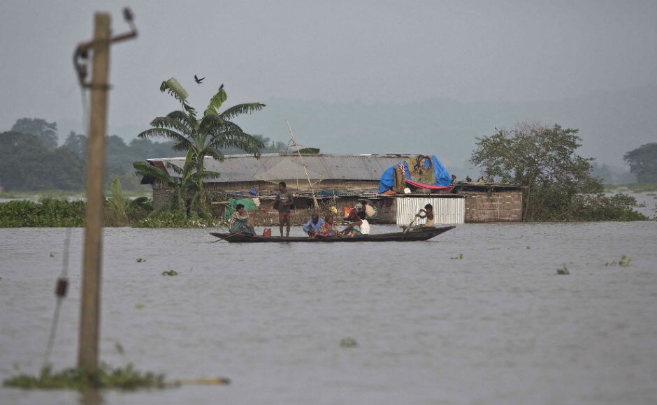 In Assam, the flood situation continues to deteriorate in 25 districts. The floods have claimed 123 lives so far, while 33.45 lakh remained affected. AP In Assam, the flood situation continues to deteriorate in 25 districts. The floods have claimed 123 lives so far, while 33.45 lakh remained affected. AP