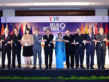 Sushma Swaraj at the Delhi Dialogue. Twitter/@indiatoasean