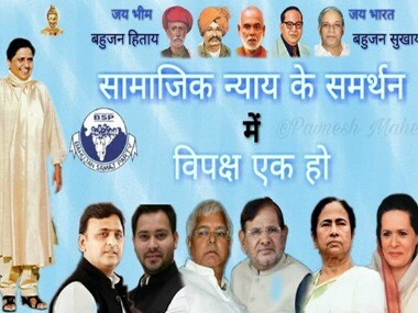 The picture showing Mayawati and prominent Opposition leaders. Twitter @sanket