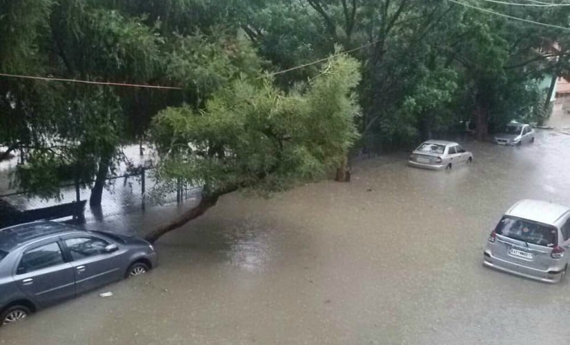 The torrential rain uprooted trees, twisted electric poles and snapped cable lines in upscale residential areas, disrupting power supply. Image courtesy: Facebook/ Priya Chetty-Rajagopal