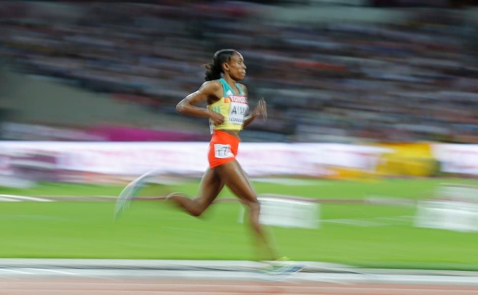 Ethiopia's Almaz Ayana leads the Women's 10,000m final during the World Athletics Championships. AP