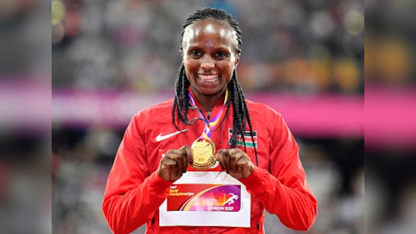 IAAF World Athletics Championships 2017: Kenya's Hellen Obiri wins women's 5000m with burst in final lap