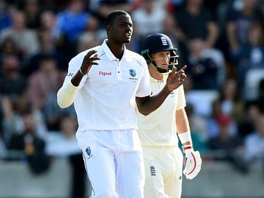 Windies captain Jason Holder in action during the day/night Test. AP