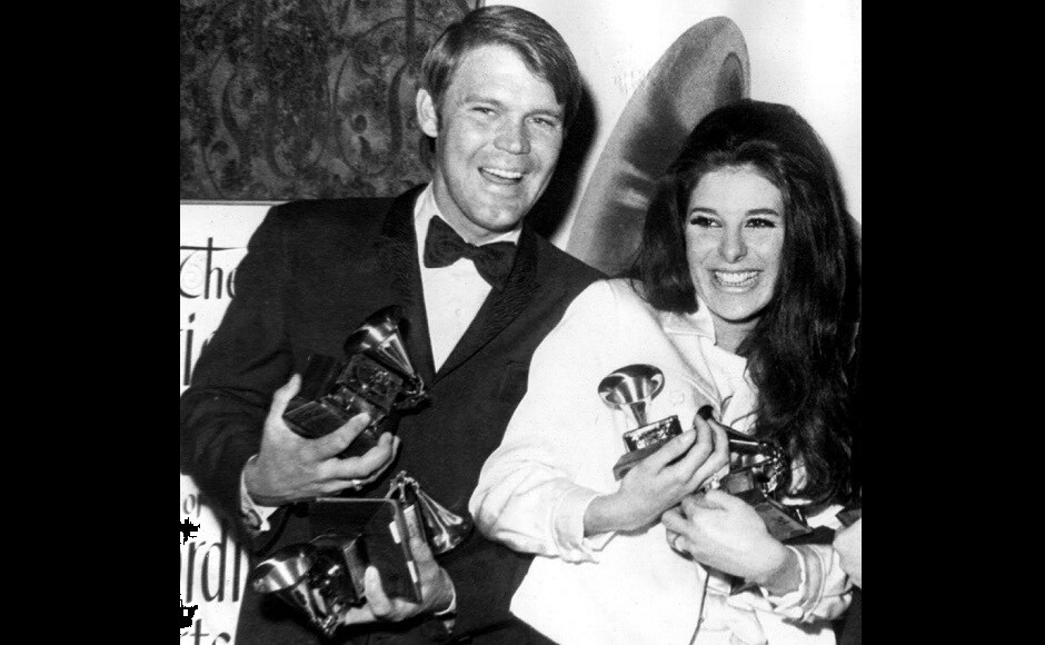 On 28 February 1968, Glen Campbell won six Grammy Awards for both 'Gentle On My Mind' and 'By The Time I Get To Phoenix' at the 10th Annual Grammy Awards. Image from Twitter