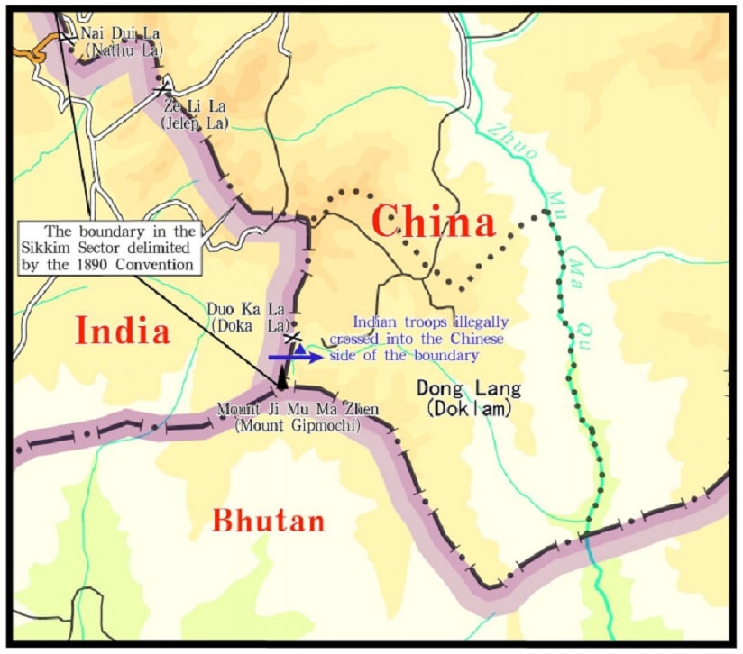 Sketch map of the site claiming Indian troops’ trespass as released by Chinese ministry of foreign affairs. Image courtesy: Fmprc.gov.cn