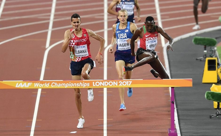 Conseslus Kipruto secured Kenya another gold medal in the steeplechase with an unmatchable kick over the final 300 metres, leaving him enough of a gap to celebrate exuberantly down the final stretch. AP Conseslus Kipruto secured Kenya another gold medal in the steeplechase with an unmatchable kick over the final 300 metres, leaving him enough of a gap to celebrate exuberantly down the final stretch. AP
