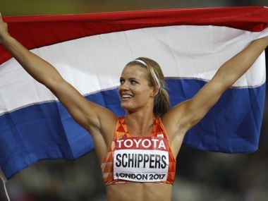 Athletics - World Athletics Championships - women's 200 metres final London Stadium, London, Britain - August 11, 2017 - Dafne Schippers of the Netherlands celebrates winning the gold medal. REUTERS/Phil Noble - RTS1BFEW