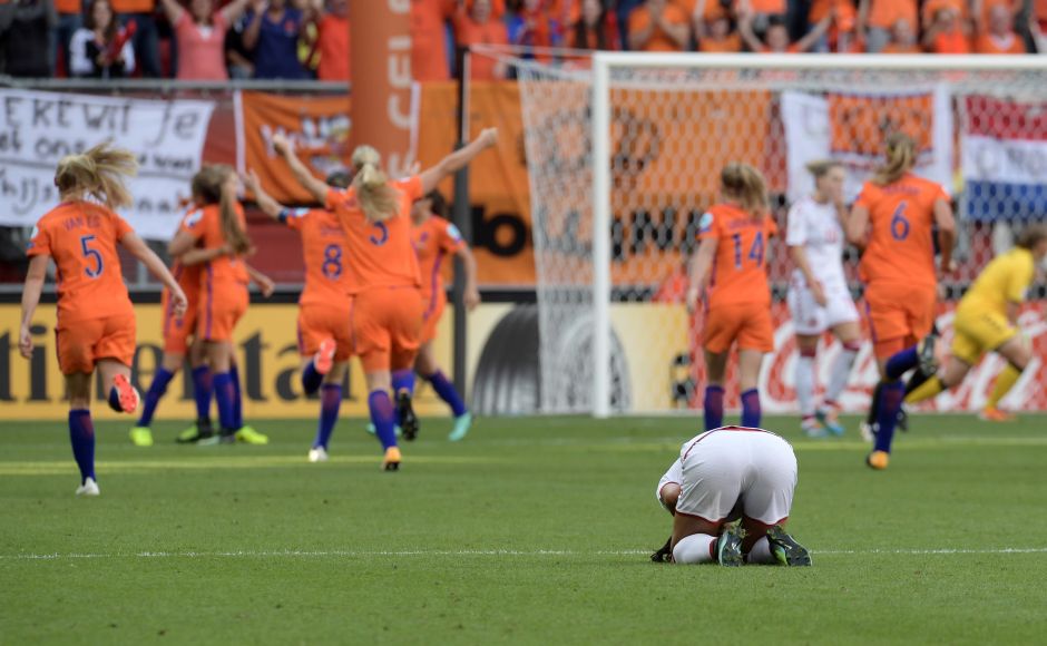 Denmark's Nadia Nadim looks dejected after Netherlands' Vivianne Miedema scores their fourth goal. Reuters Denmark's Nadia Nadim looks dejected after Netherlands' Vivianne Miedema scores their fourth goal. Reuters