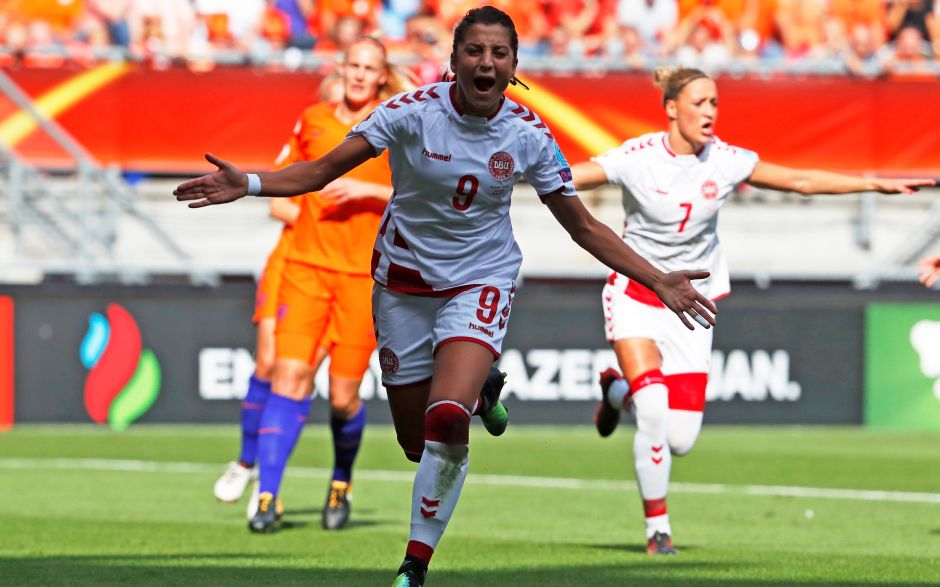 Underdogs Denmark took the lead through a Nadia Nadim penalty after just five minutes of the final. Reuters Underdogs Denmark took the lead through a Nadia Nadim penalty after just five minutes of the final. Reuters