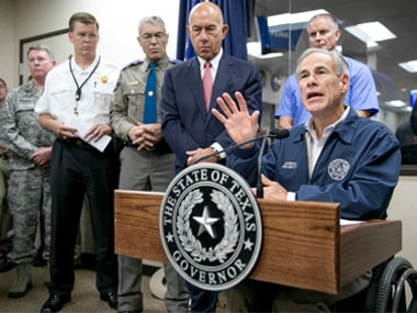 Texas gover Greg Abbott addresses a press conference in Austin, Texas. AP