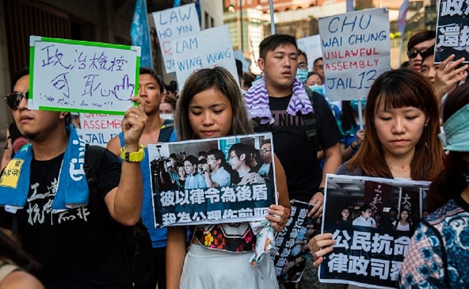Hong Kong court sentenced three young organisers of the protests Joshua Wong, Nathan Law and Alex Chow to jail terms ranging from six to eight months. Getty Images Hong Kong court sentenced three young organisers of the protests Joshua Wong, Nathan Law and Alex Chow to jail terms ranging from six to eight months. Getty Images