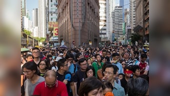 Thousands protest in Hong Kong against jail sentence of three pro-democracy activists