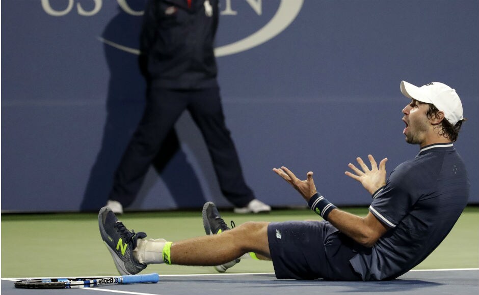 Australian Jordan Thompson has knocked American Jack Sock out of the US Open in the first round, beating him 6-2, 7-6(12), 1-6, 5-7, 6-4. AP Australian Jordan Thompson has knocked American Jack Sock out of the US Open in the first round, beating him 6-2, 7-6(12), 1-6, 5-7, 6-4. AP