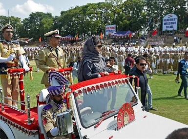 Jammu and Kashmir chief minister Mehbooba Mufti during Independence Day celebrations. PTI