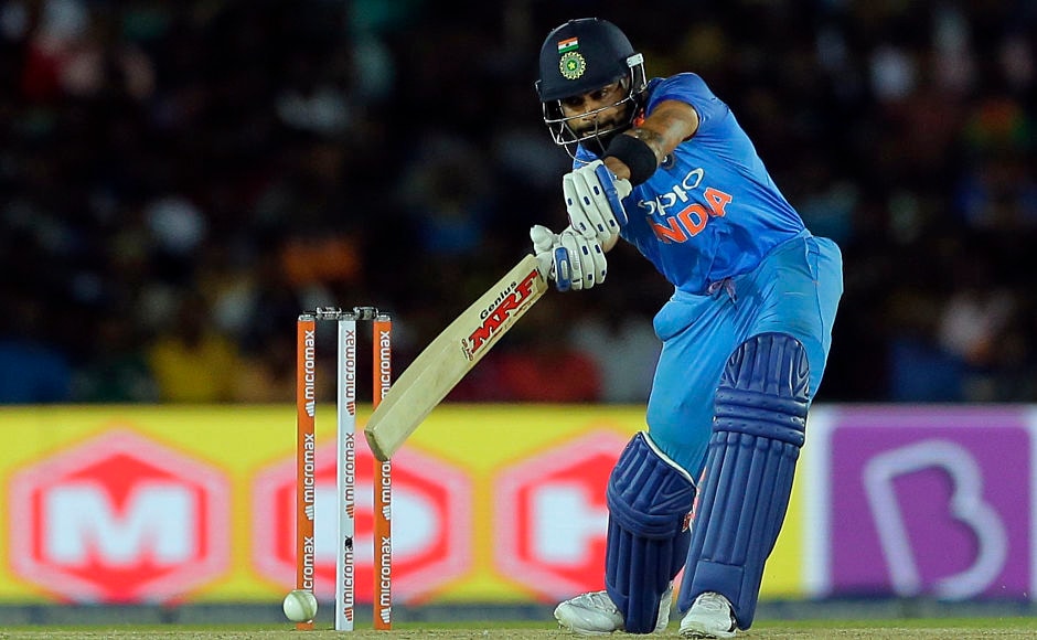 India's captain Virat Kohli plays a shot, his love affair with chases continued as he remained unbeaten on 82. AP India's captain Virat Kohli plays a shot, his love affair with chases continued as he remained unbeaten on 82. AP