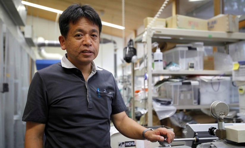 Kyoto University Professor Hiroyuki Yano, who is leading the research into using wood pulp fibers to make lighter auto parts. Reuters.