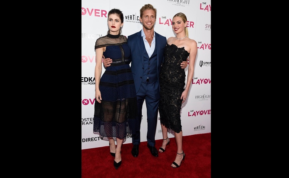 Alexandra Daddario, (left), Matt Barr and Kate Upton will be the part of the love triangle in the film, The Layover. Photo by Chris Pizzello/Invision/AP Alexandra Daddario, (left), Matt Barr and Kate Upton will be the part of the love triangle in the film, The Layover. Photo by Chris Pizzello/Invision/AP