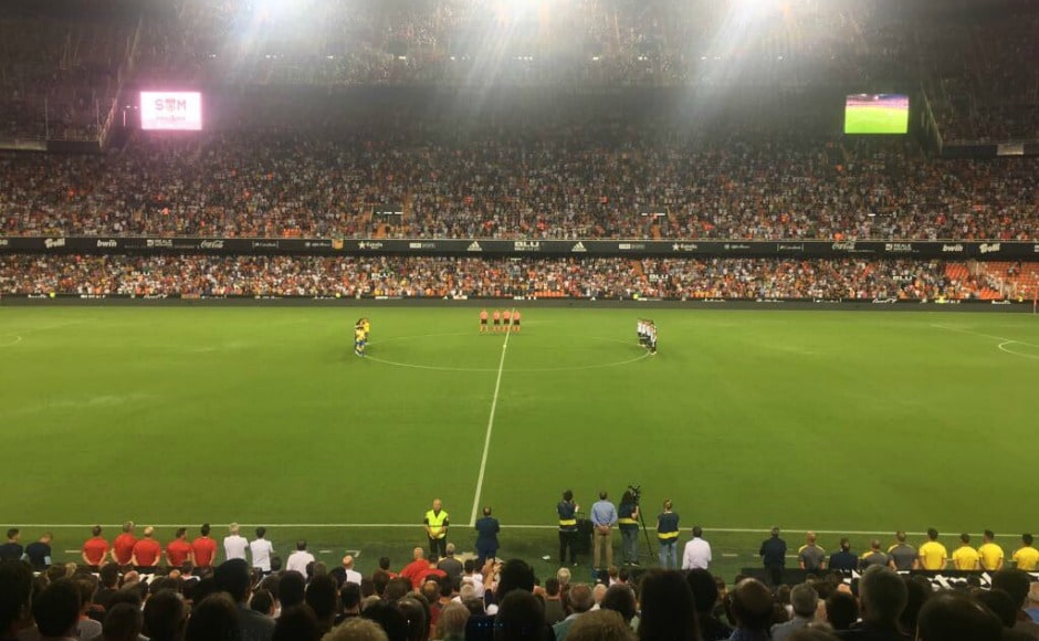 A minute of silence was conducted at Mestalla Stadium before La Liga's new season kicked off. Valencia faced Las Palmas. Image Courtesy: Twitter @polprvalencia A minute of silence was conducted at Mestalla Stadium before La Liga's new season kicked off. Valencia faced Las Palmas. Image Courtesy: Twitter @polprvalencia