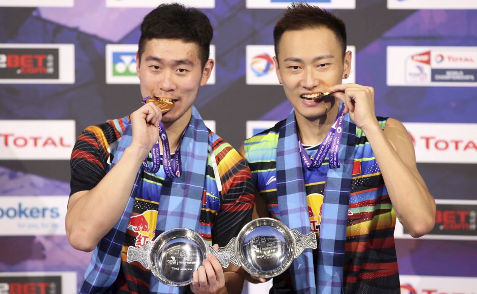 China's Liu Cheng and Zhang Nan defeated Indonesia's Mohammad Ahsan and Rian Agung Saputro 21-10 21-17 to seal the men's doubles title. AP China's Liu Cheng and Zhang Nan defeated Indonesia's Mohammad Ahsan and Rian Agung Saputro 21-10 21-17 to seal the men's doubles title. AP
